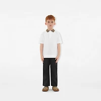 Check Collar Cotton Polo Shirt in White | Burberry® Official