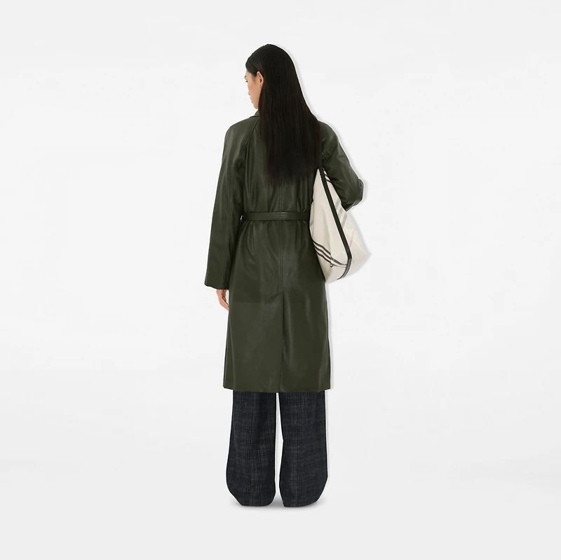 Leather Wrap Coat in Shale - Women | Burberry® Official