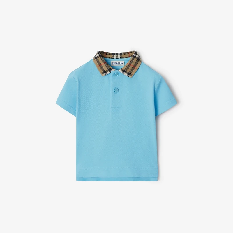 Check Collar Cotton Polo Shirt in Lizard | Burberry® Official