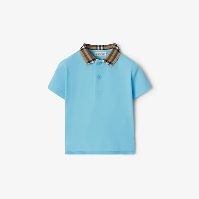 Check Collar Cotton Polo Shirt in Lizard | Burberry® Official