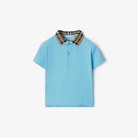 Check Collar Cotton Polo Shirt in Lizard | Burberry® Official