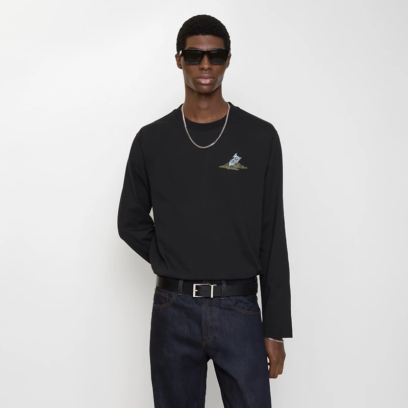 Long-sleeve Sleeping Knight Cotton T-shirt in Black - Men | Burberry® Official
