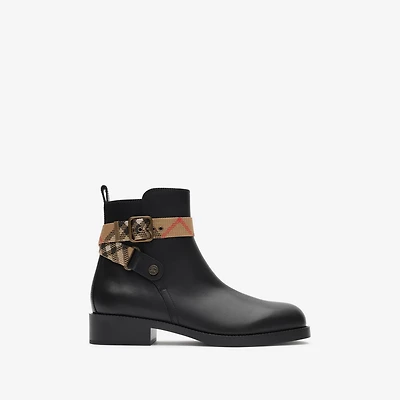 Leather Huntley Boots in Black - Women | Burberry® Official