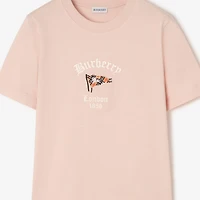 Check Flag Cotton T-shirt in Compact pink - Women | Burberry® Official