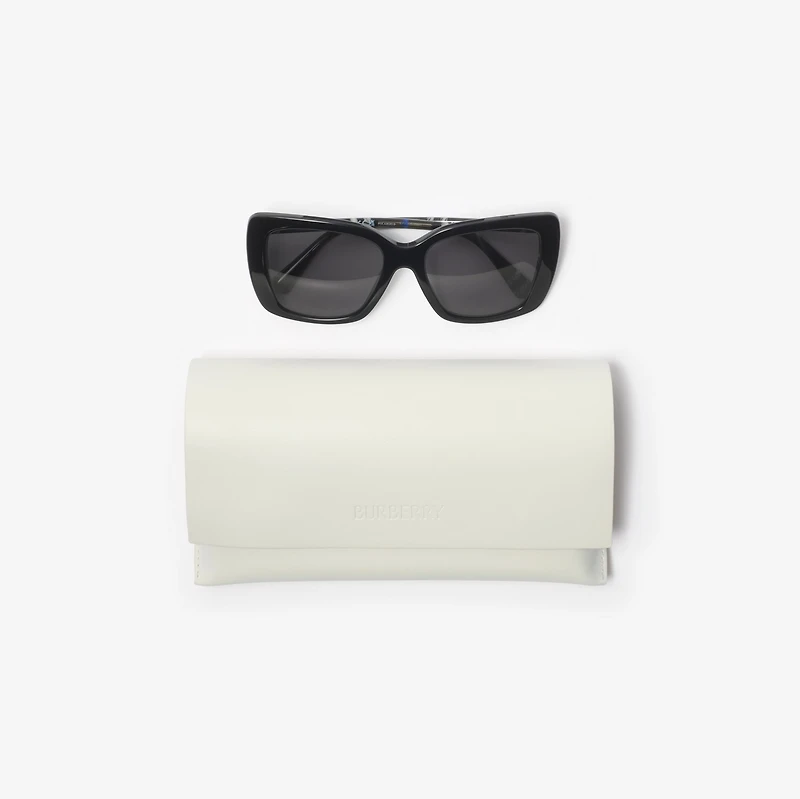 Tubular Check Square Polarised Sunglasses in Black - Women | Burberry® Official