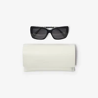 Tubular Check Square Polarised Sunglasses in Black - Women | Burberry® Official
