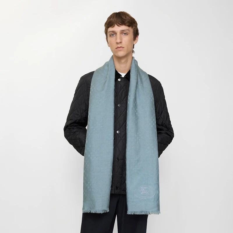 Wide Check Wool Silk Scarf in Index | Burberry® Official