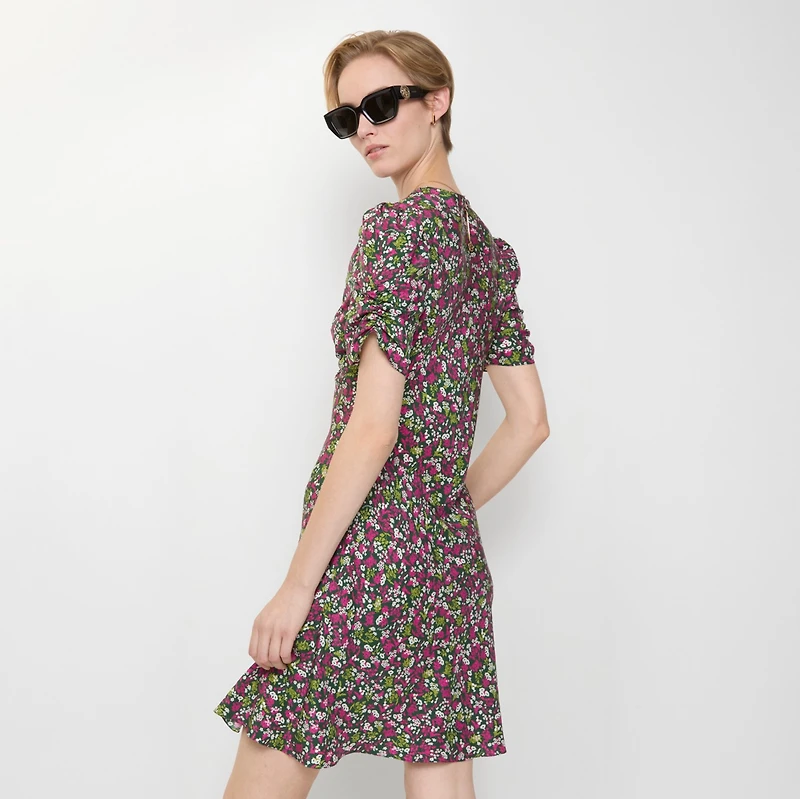 Ditsy Floral Silk Mini Dress in Petunia pink - Women | Burberry® Official