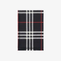 Check Wool Silk Scarf in Navy | Burberry® Official