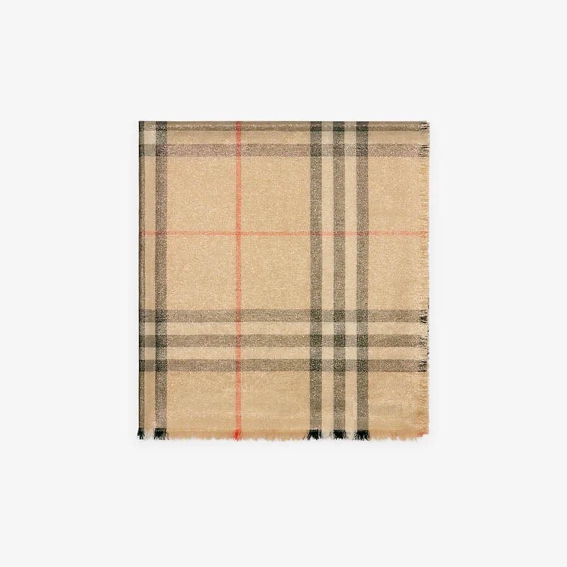 Metallic Wool Silk Scarf in Sand | Burberry® Official