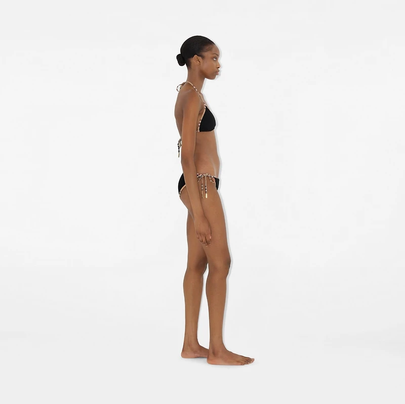 Check Trim Bikini in Black - Women, Nylon | Burberry® Official