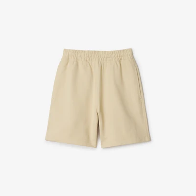 Check Label Cotton Shorts in Nutmeg - Men | Burberry® Official
