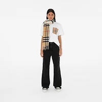 Contrast Check Cashmere Scarf in Archive beige/natural white | Burberry® Official