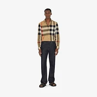 Slim Fit Check Cotton Shirt in Archive beige