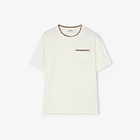 Check Trim Cotton T-shirt in Chalk white - Men | Burberry® Official