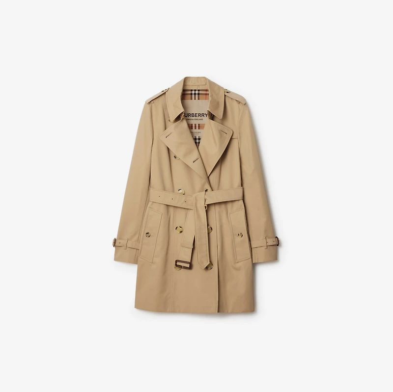 Short Chelsea Heritage Trench Coat in Honey - Women, Cotton Gabardine | Burberry® Official