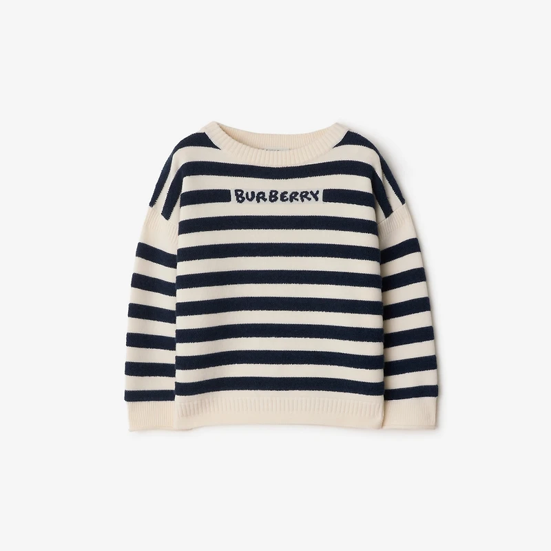 Logo Striped Wool Sweater in Storm | Burberry® Official