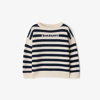 Logo Striped Wool Sweater in Storm | Burberry® Official