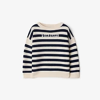 Logo Striped Wool Sweater in Storm | Burberry® Official
