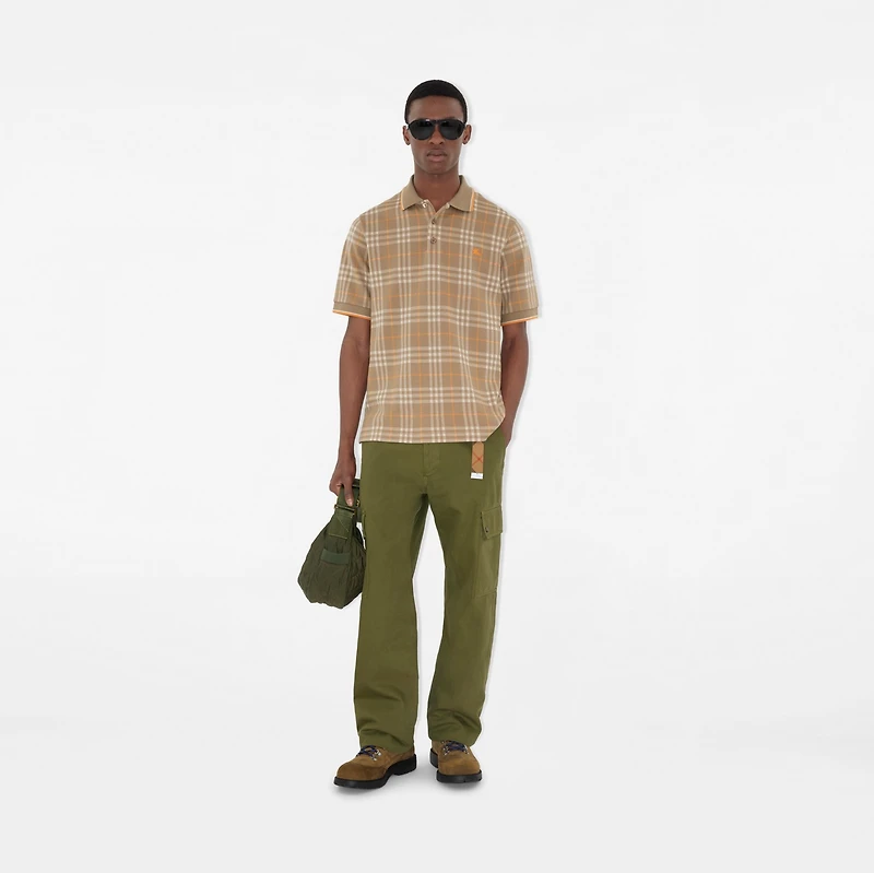 Check Cotton Polo Shirt in Broom brown - Men | Burberry® Official