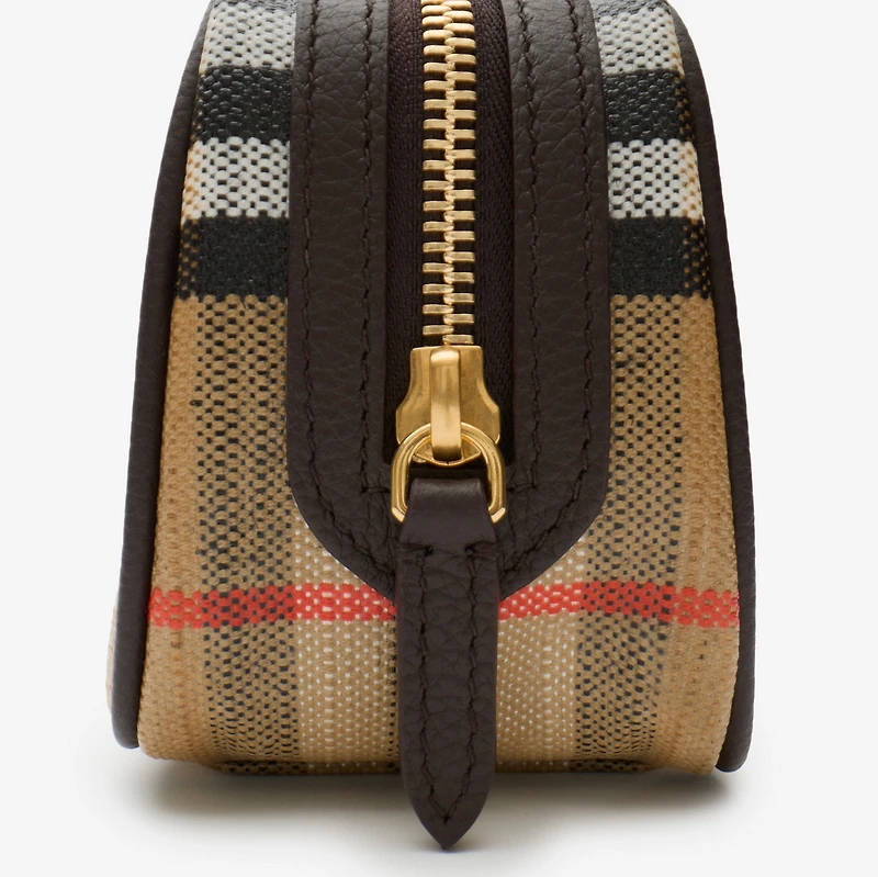 Highlands Make-up Pouch in Sand beige - Women, Cotton, Linen | Burberry® Official