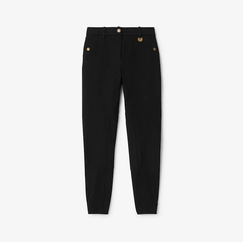 Herringbone Stretch Cotton Jodhpurs in Black - Women | Burberry® Official