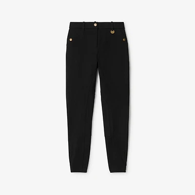 Herringbone Stretch Cotton Jodhpurs in Black - Women | Burberry® Official