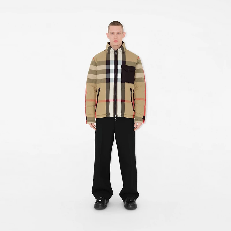 Reversible Check Puffer Jacket in Archive beige/black - Men | Burberry® Official