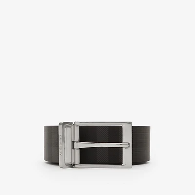 Reversible Check Belt in Iron grey/black/palladium - Men, Cotton, Technical | Burberry® Official