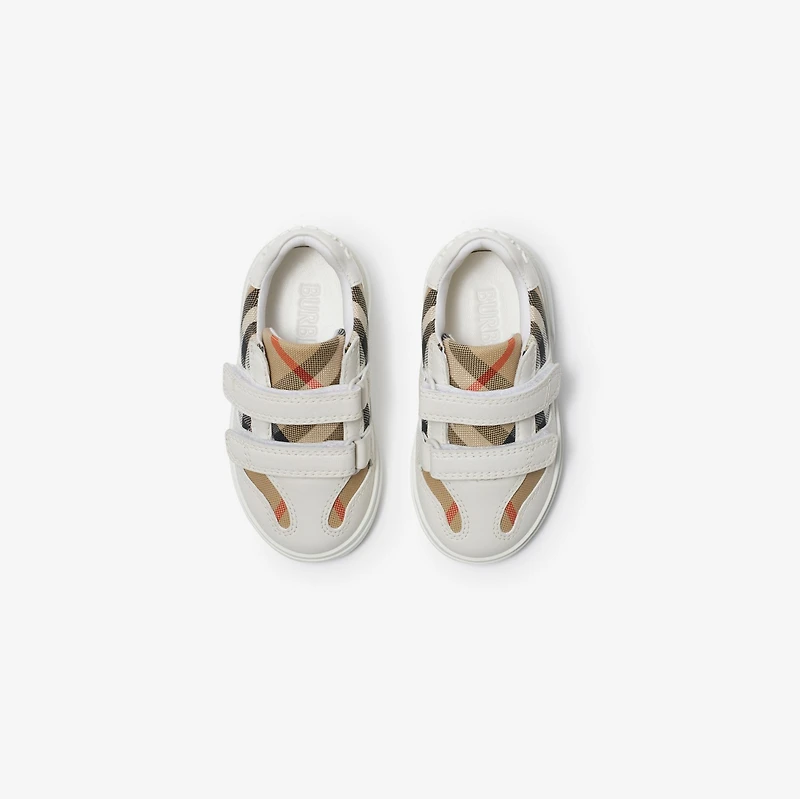 Check and Leather Sneakers in Sand beige - Children | Burberry® Official