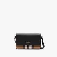 Check and Leather Crossbody Bag in Black - Women | Burberry® Official