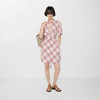 Check Cotton Shirt Dress in Aubergine purple - Women | Burberry® Official