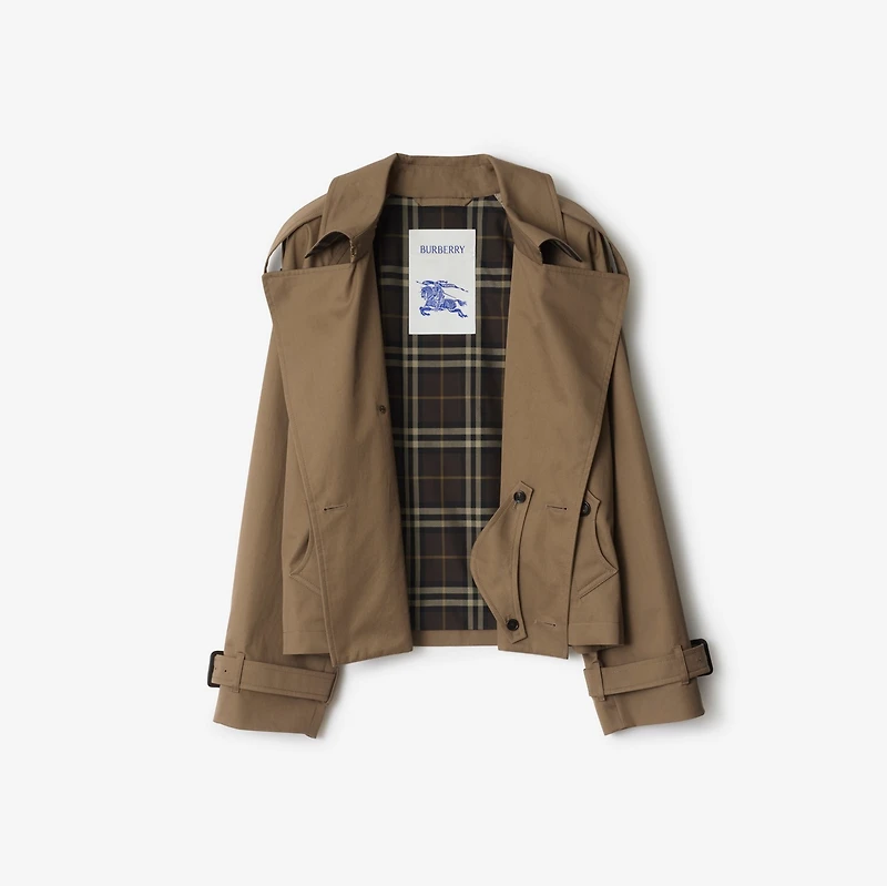 Cropped Gabardine Trench Jacket in Clay brown - Men | Burberry® Official