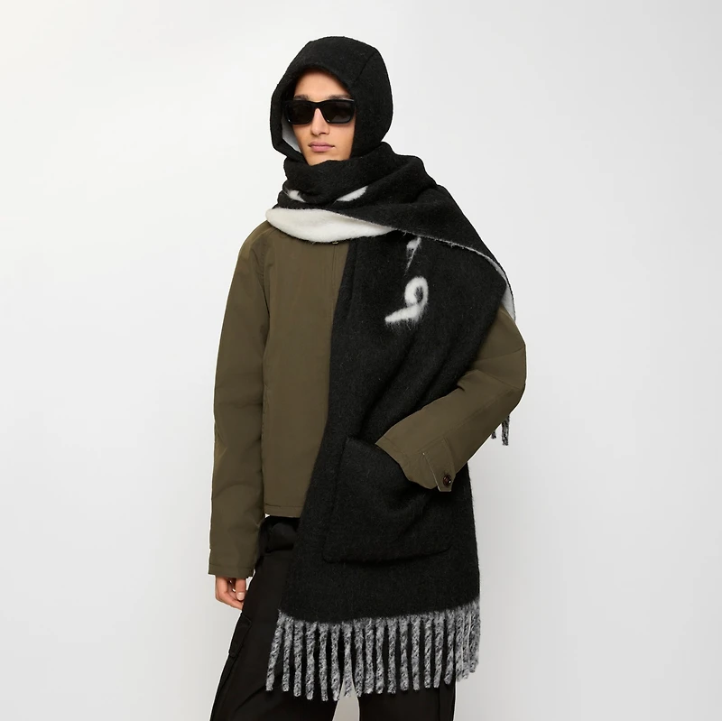 Logo Alpaca Wool Blend Hooded Scarf in Black | Burberry® Official