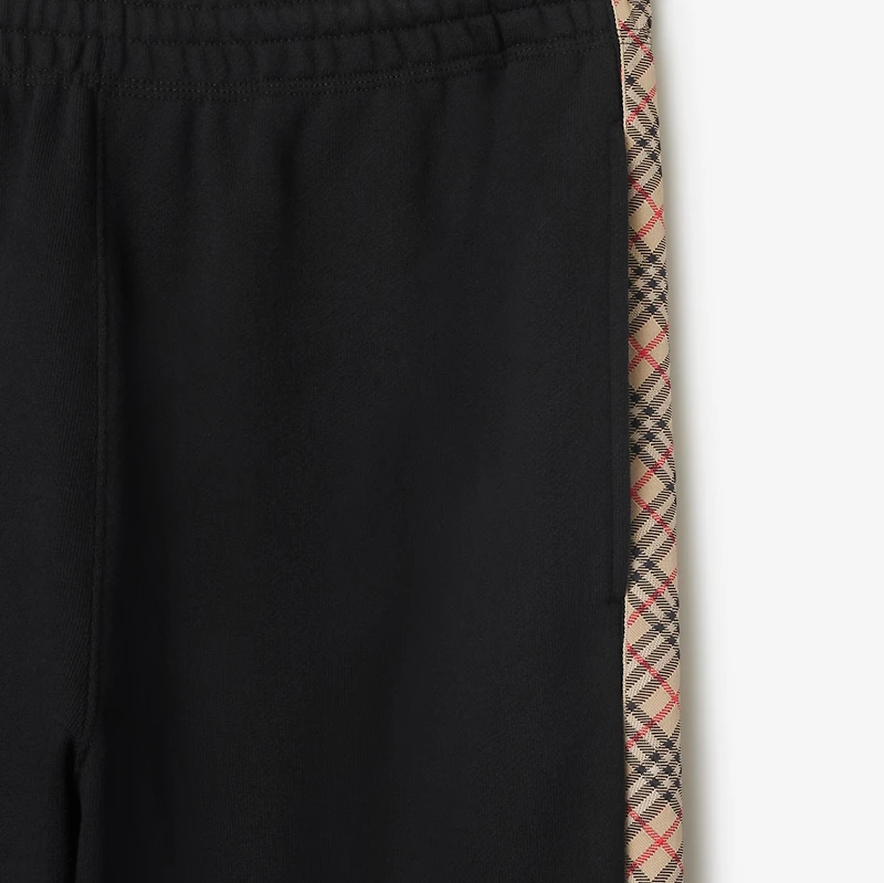 Check Trim Cotton Jogging Pants in Black - Men | Burberry® Official