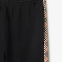 Check Trim Cotton Jogging Pants in Black - Men | Burberry® Official