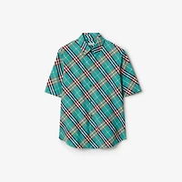 Relaxed Fit Check Cotton Shirt in Atom blue - Men | Burberry® Official