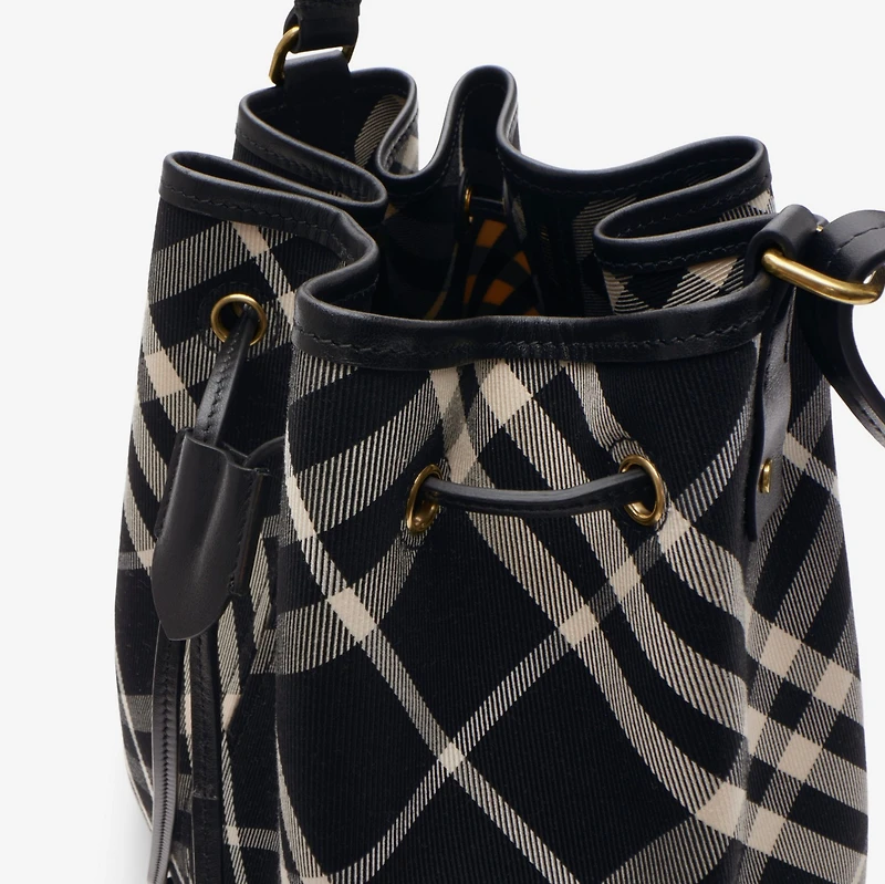 Medium Check Bucket Bag in Black/calico - Women | Burberry® Official