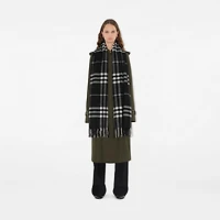 Wide Check Cashmere Scarf in Black/calico | Burberry® Official