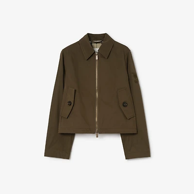 Gabardine Jacket in Thorn green - Women, Cotton Gabardine | Burberry® Official