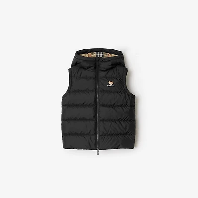 Nylon Hooded Puffer Gilet in Black | Burberry® Official