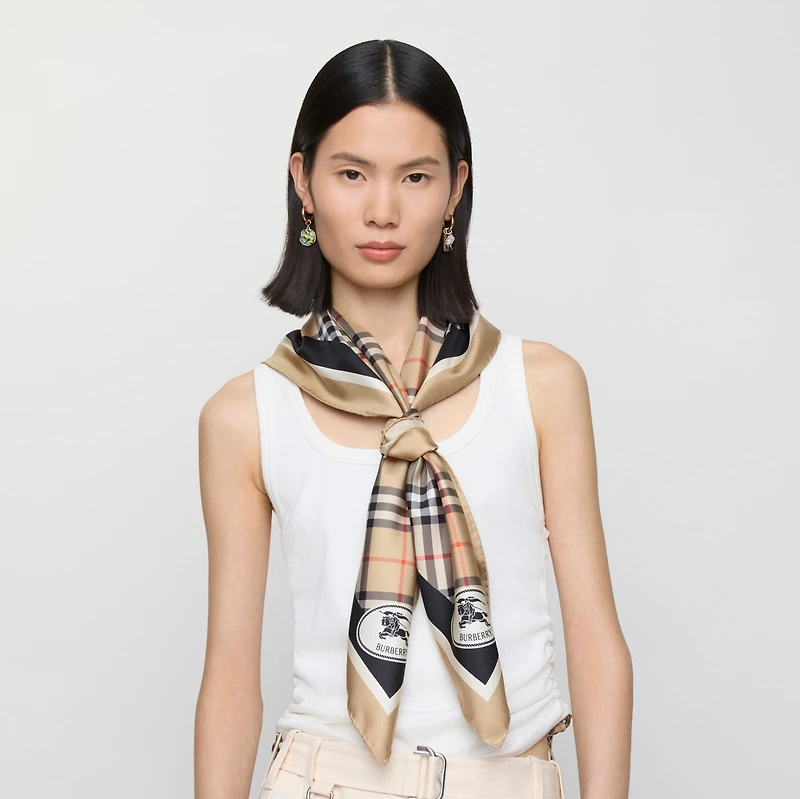 Check Silk Scarf in Sand | Burberry® Official