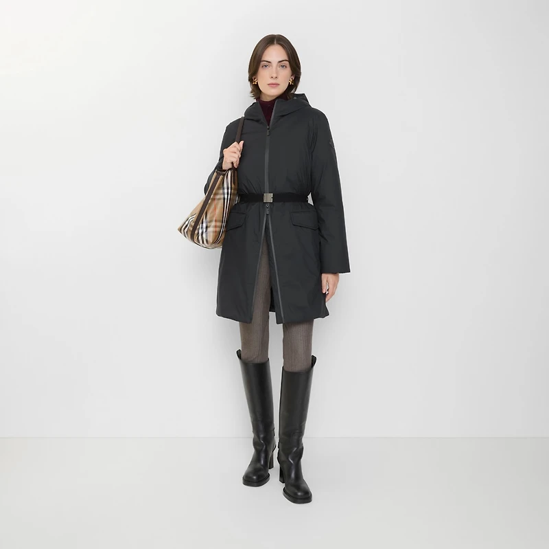 Mid-length Hooded Nylon Coat in Black - Women | Burberry® Official