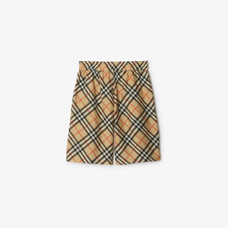 Check Silk Shorts in Sand - Men | Burberry® Official