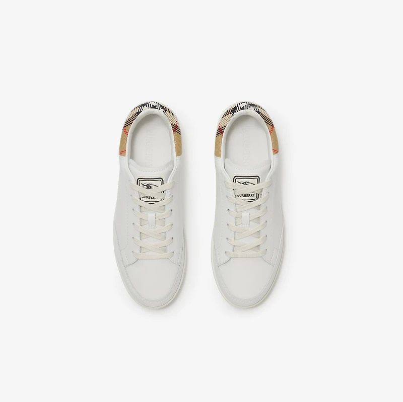 Leather Set Sneakers in Porcelain white/sand beige - Women | Burberry® Official