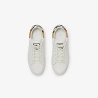 Leather Set Sneakers​ in Porcelain white/sand beige - Women | Burberry® Official