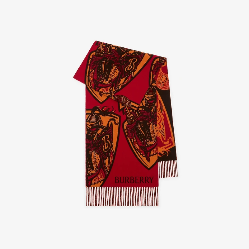 Charging Knight Wool Cashmere Scarf in Fire orange | Burberry® Official