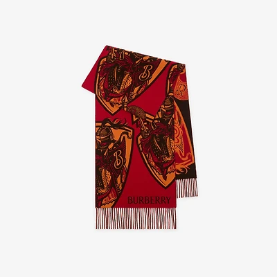 Charging Knight Wool Cashmere Scarf in Fire orange | Burberry® Official