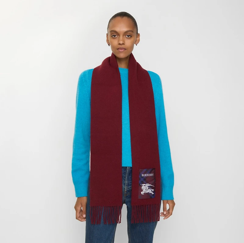 Check Label Cashmere Scarf in Sash red | Burberry® Official