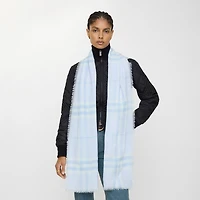 Wide Check Wool Scarf in Cirrus blue | Burberry® Official